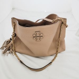 Tory Burch Britten slouchy tote with tassels- mauve